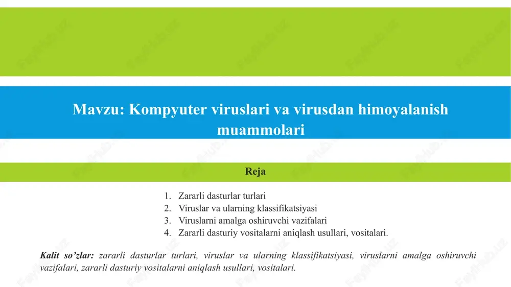 kompyuter viruslari va virusdan himoyalanish muammolari — PPTX