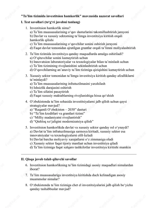 ta’lim tizimida investitsion hamkorlik — PDF
