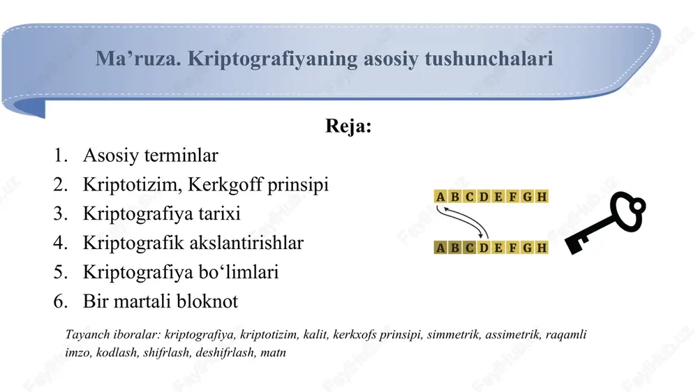 kriptografiyaning asosiy tushunchalari — DOCX