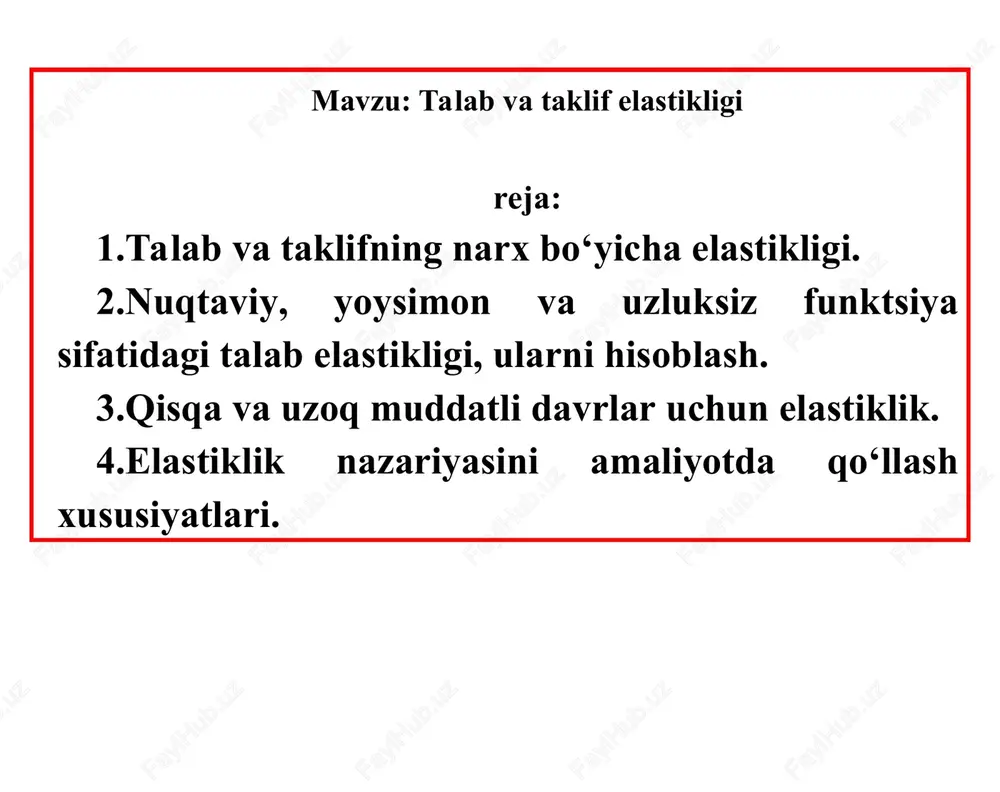 talab va taklif elastikligi — PPT