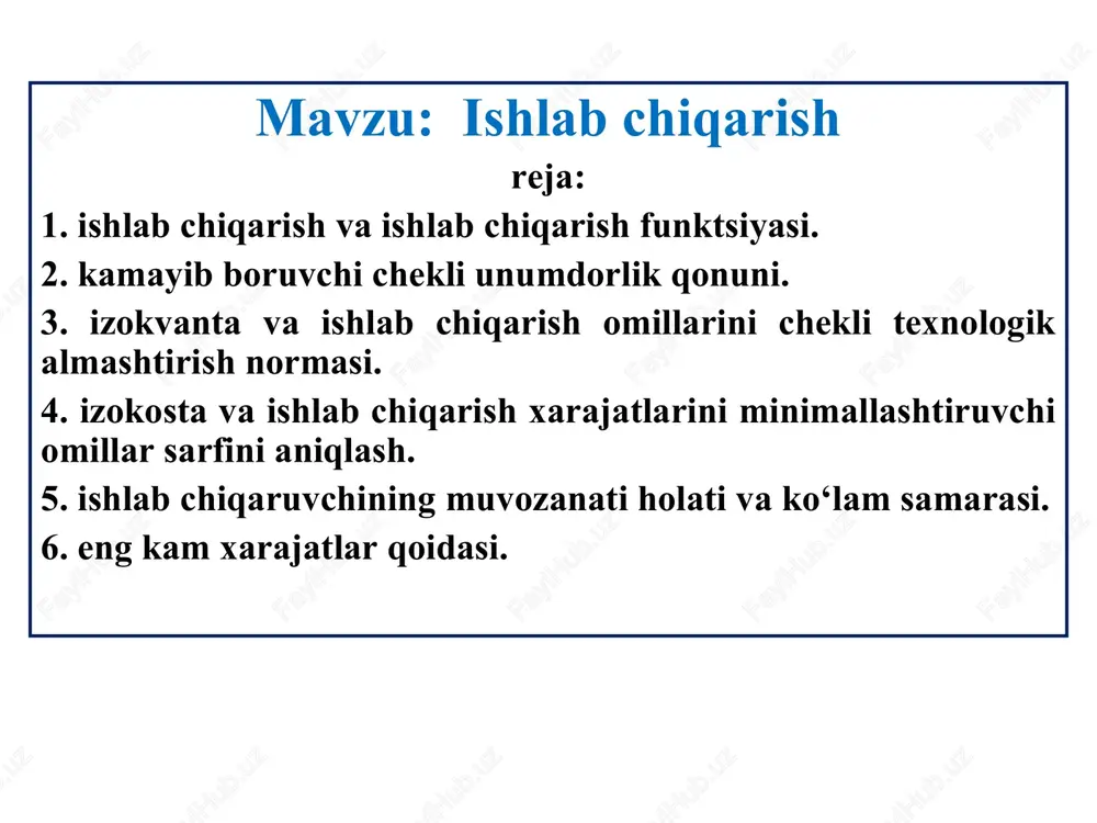 ishlabchiqarish — PPT