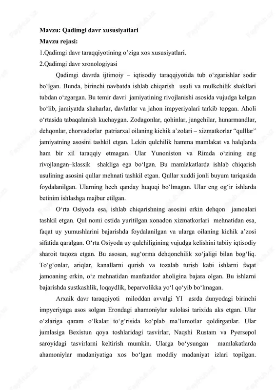 qadimgi davr xususiyatlari — DOCX