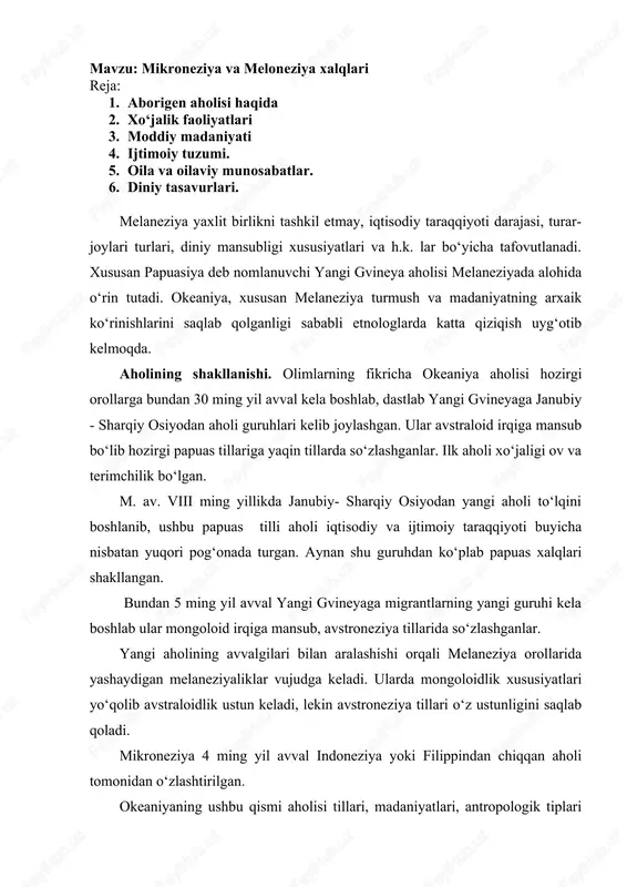 mikroneziya va meloneziya xalqlari — DOCX
