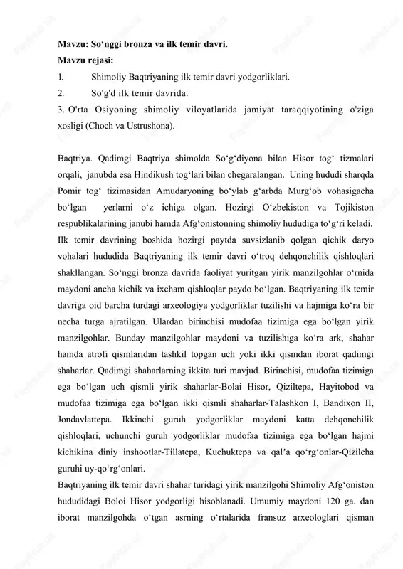 ilk temir davri yodgorliklari — DOCX