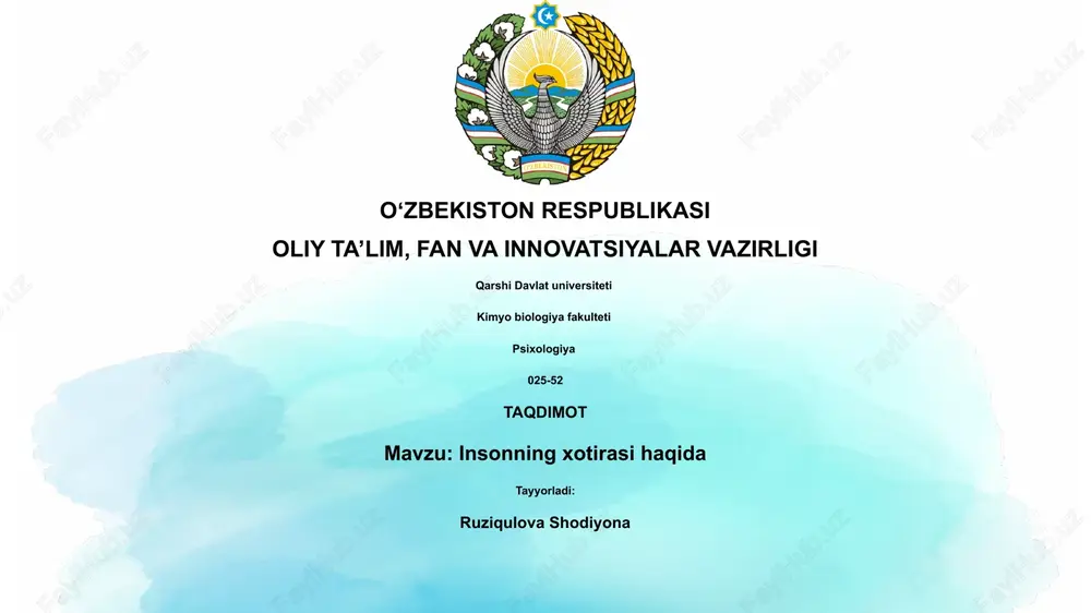 insonning xotirasi haqida — PPTX