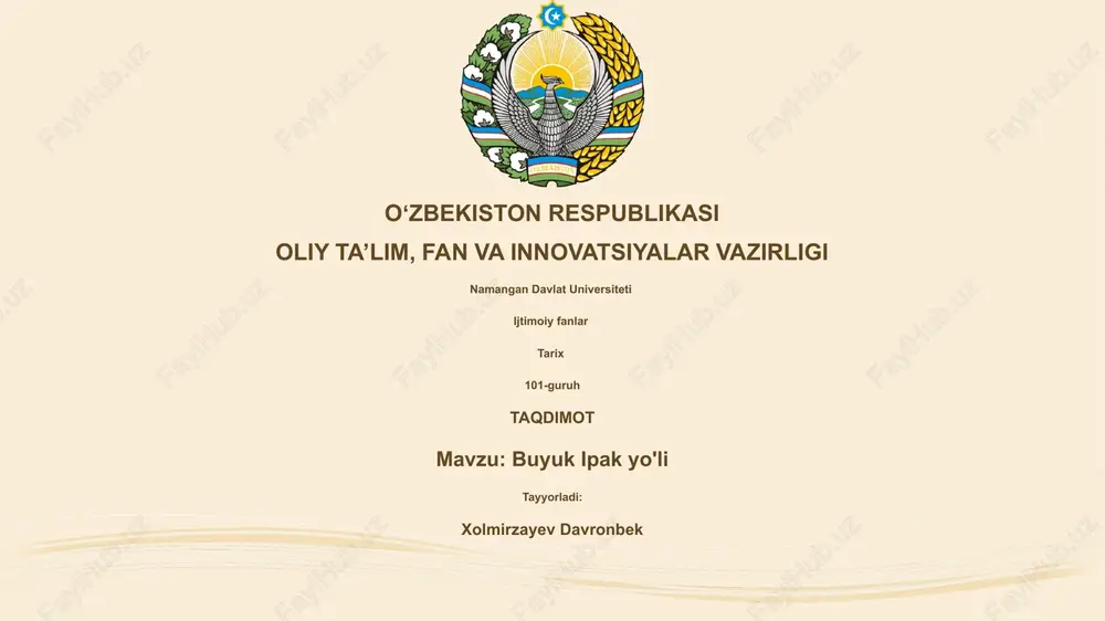 buyuk ipak yo'li — PPTX