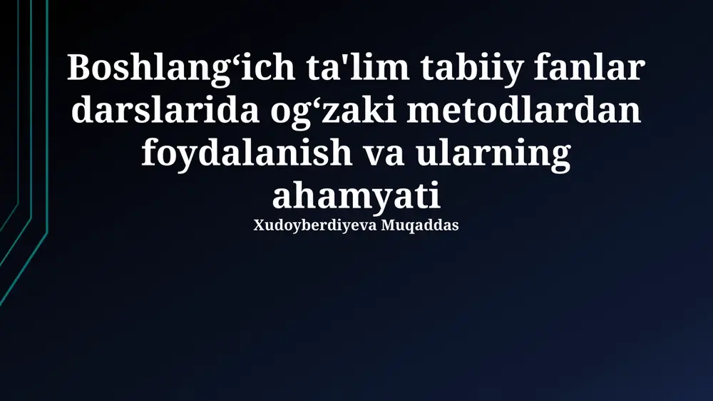 og'zaki metodlar — PPTX