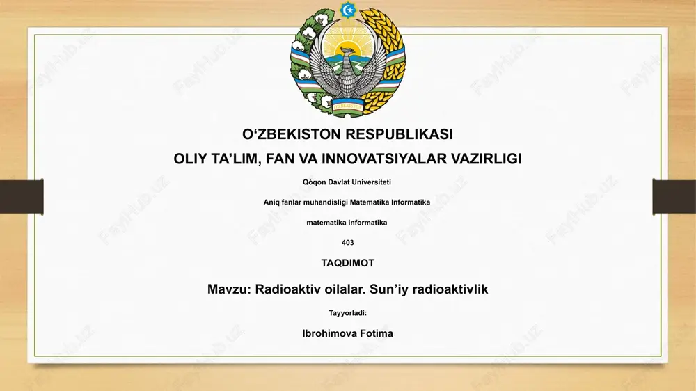 radioaktiv oilalar — PPTX