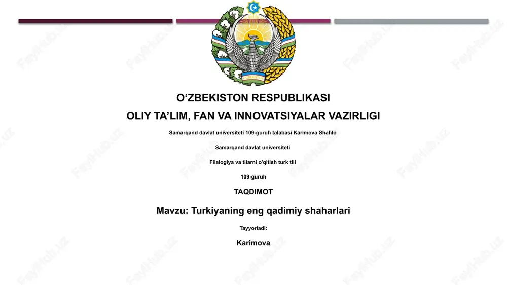 turkiyaning eng qadimiy shaharlari — PPTX