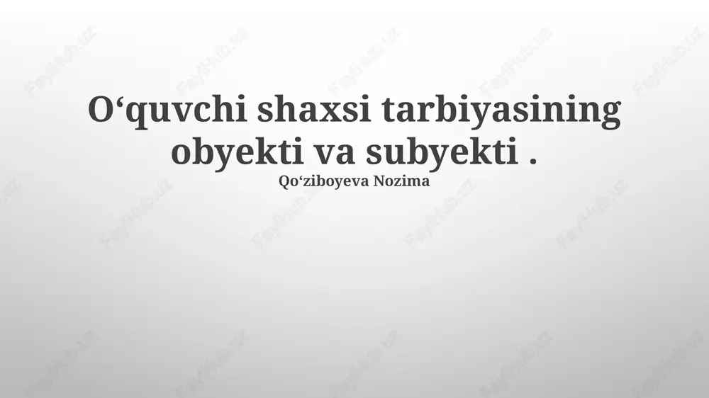 pedagogikada o‘quvchining ta'lim jarayonidagi roli va pozitsiyasi — PPTX