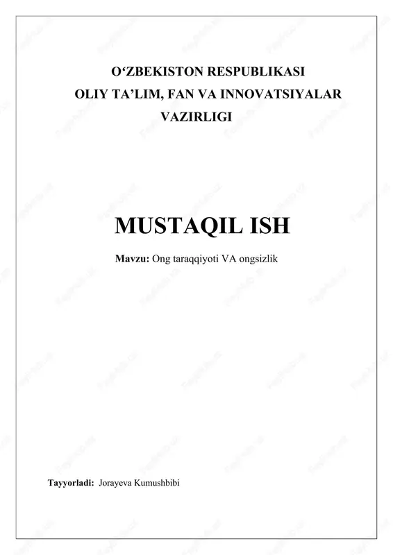 taraqqiyot va ongsizlik — DOCX