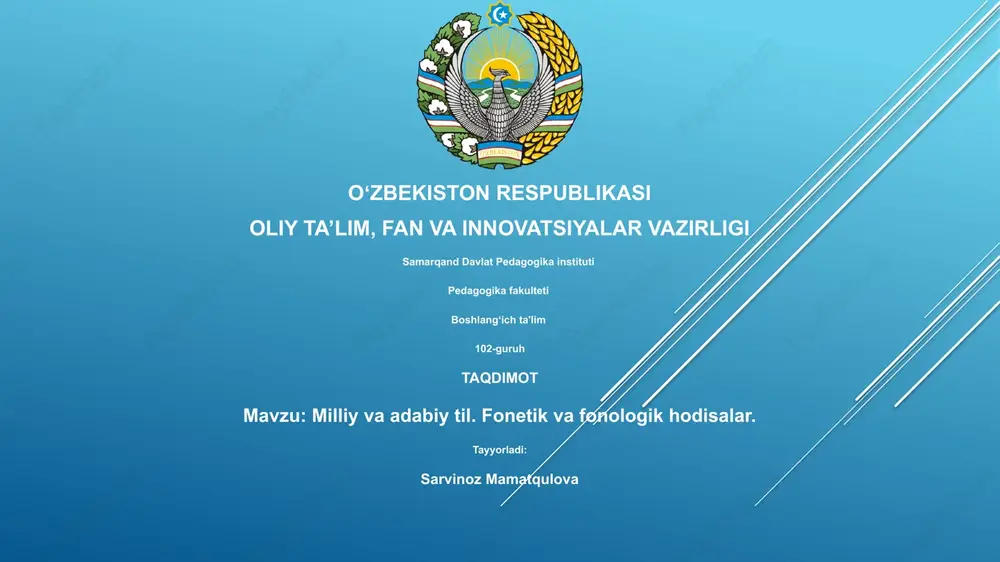 milliy va adabiy til. fonetik va fonologik hodisalar. — PPTX