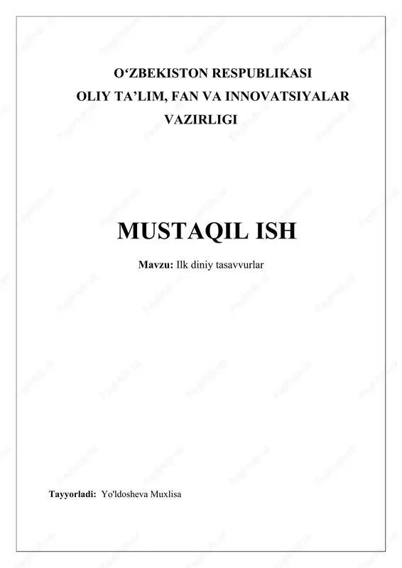 ilk diniy tasavvurlar — DOCX
