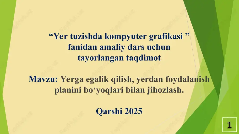 yer tuzishda kompyuter grafikasi — PPT