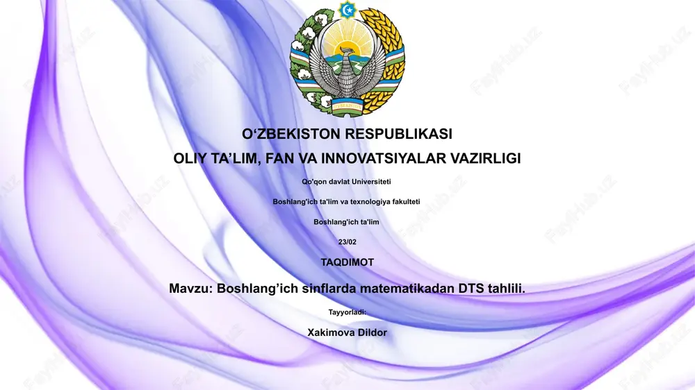 boshlang'ich sinflarda matematikadan dts tahlili — PPTX