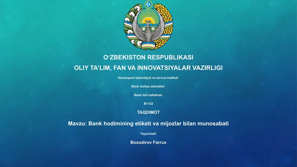 bank moliya xizmatlari — PPTX