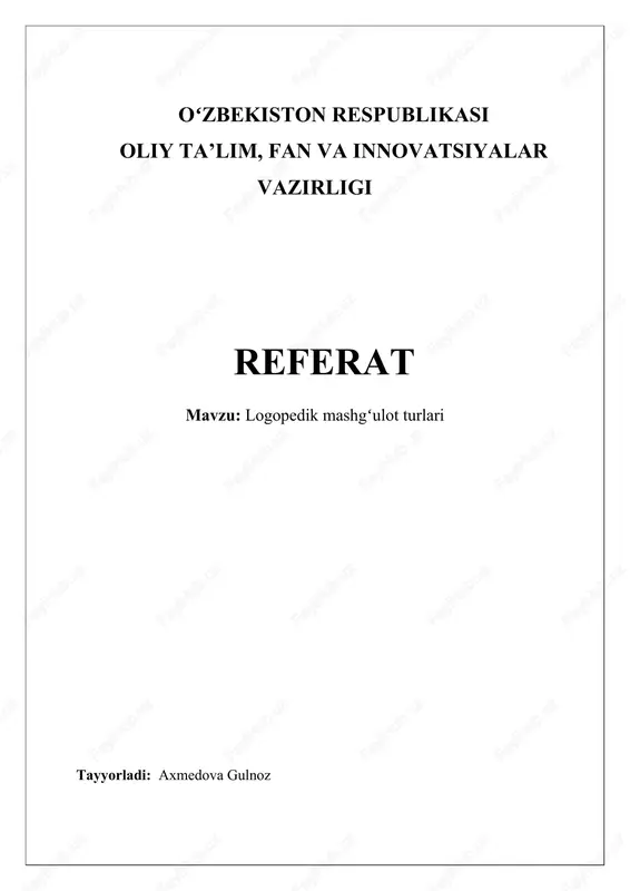 logopedik mashgʻulot turlari — DOCX