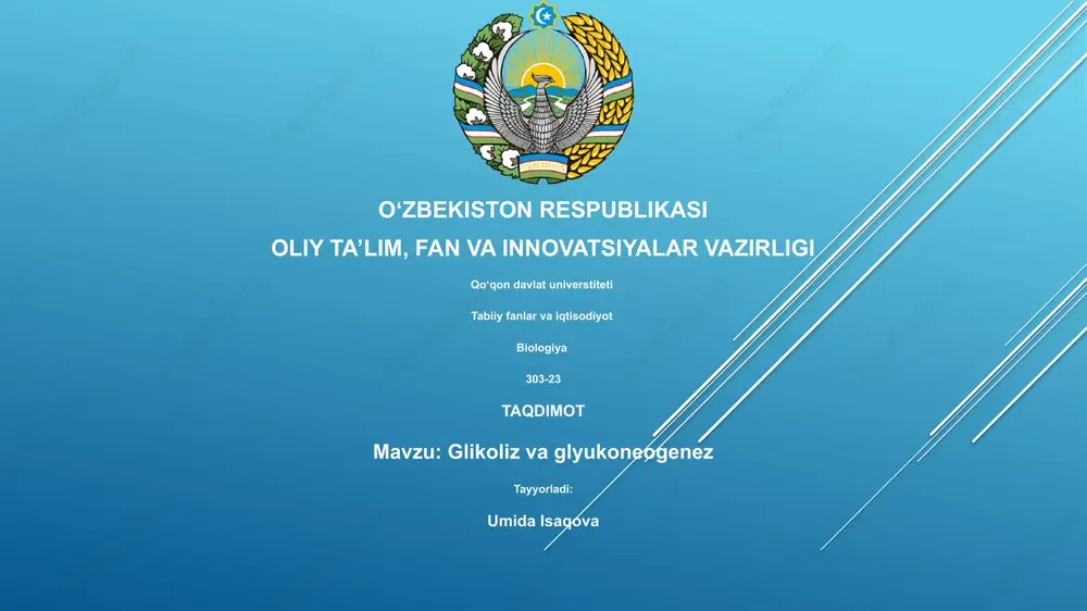 glikoliz va glyukoneogenez — PPTX