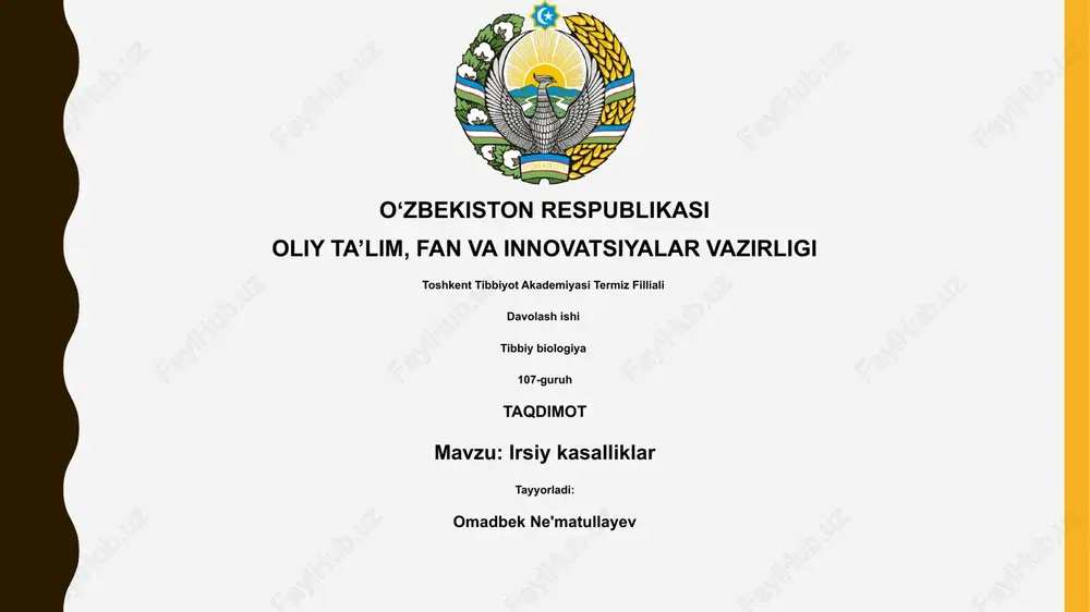irsiy kasalliklar — PPTX