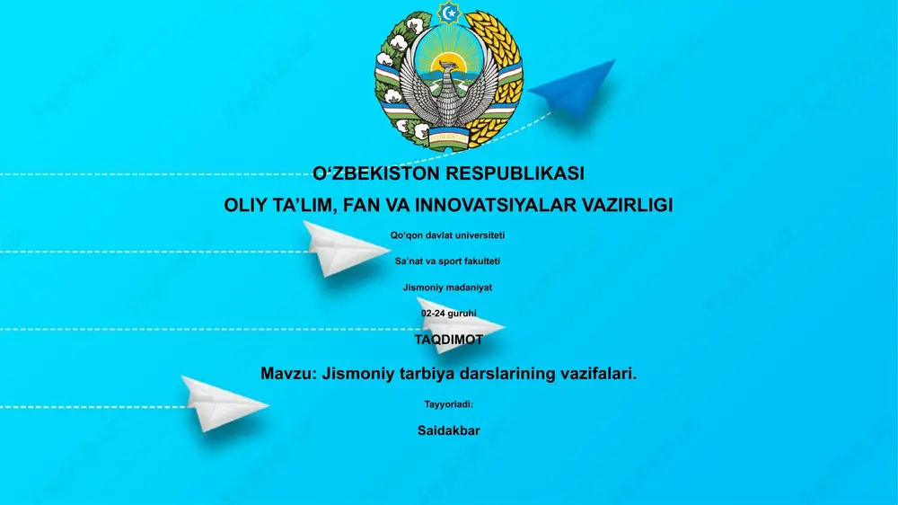 jismoniy tarbiya darslarining vazifalari — PPTX