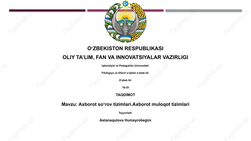 axborot soʻrov tizimlari — PPTX