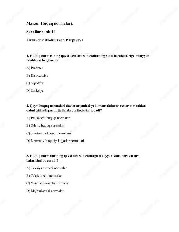 huquq normalari — DOCX