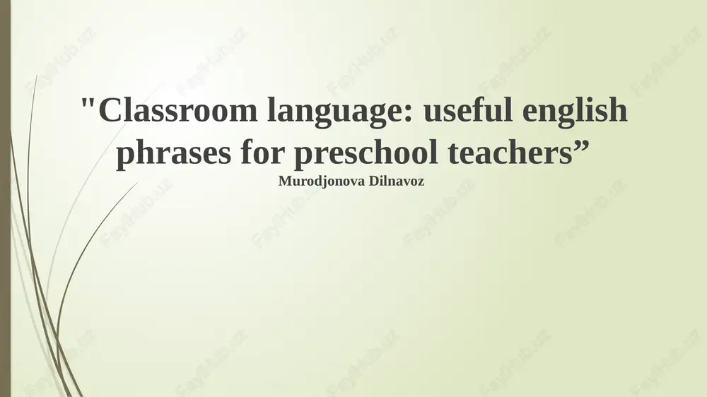 classroom language: useful english phrases for preschool teachers — PPTX