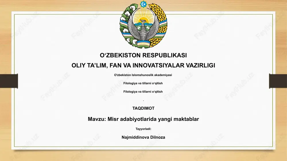 misr adabiyotlarida yangi maktablar — PPTX