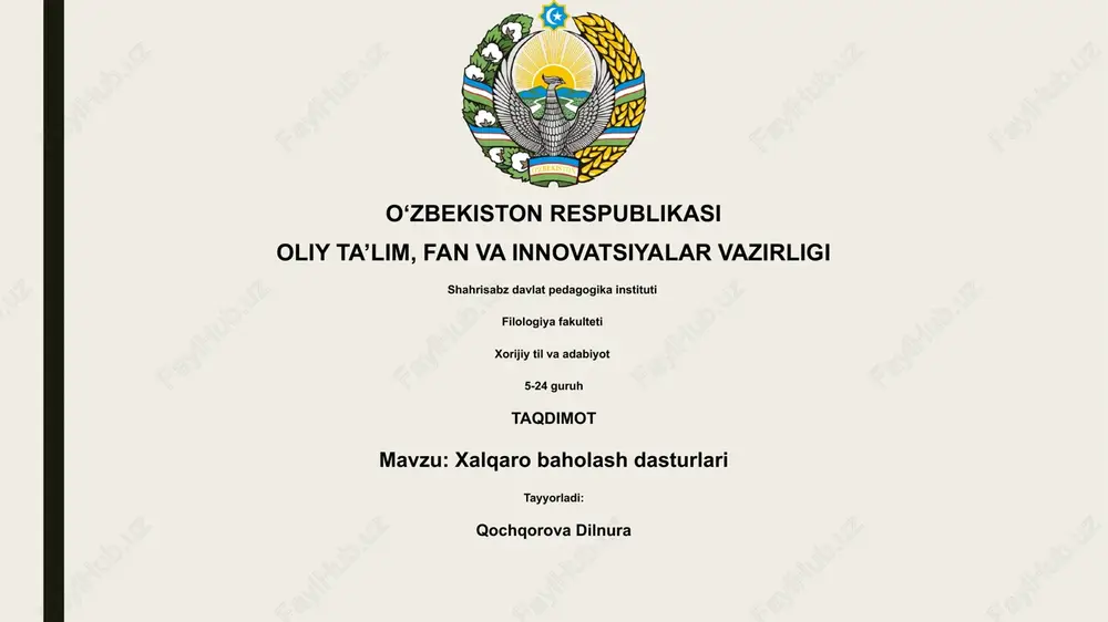 xalqaro baholash dasturlari — PPTX