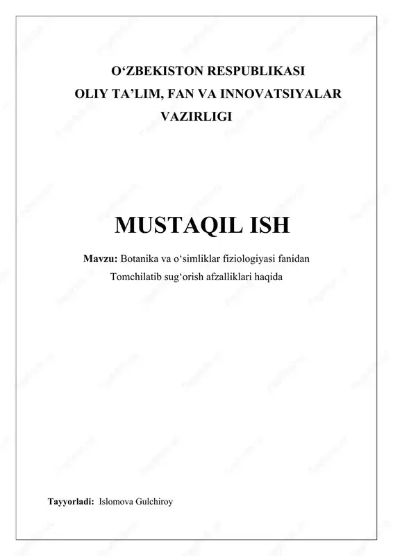 tomchilatib sugʻorish afzalliklari haqida — DOCX