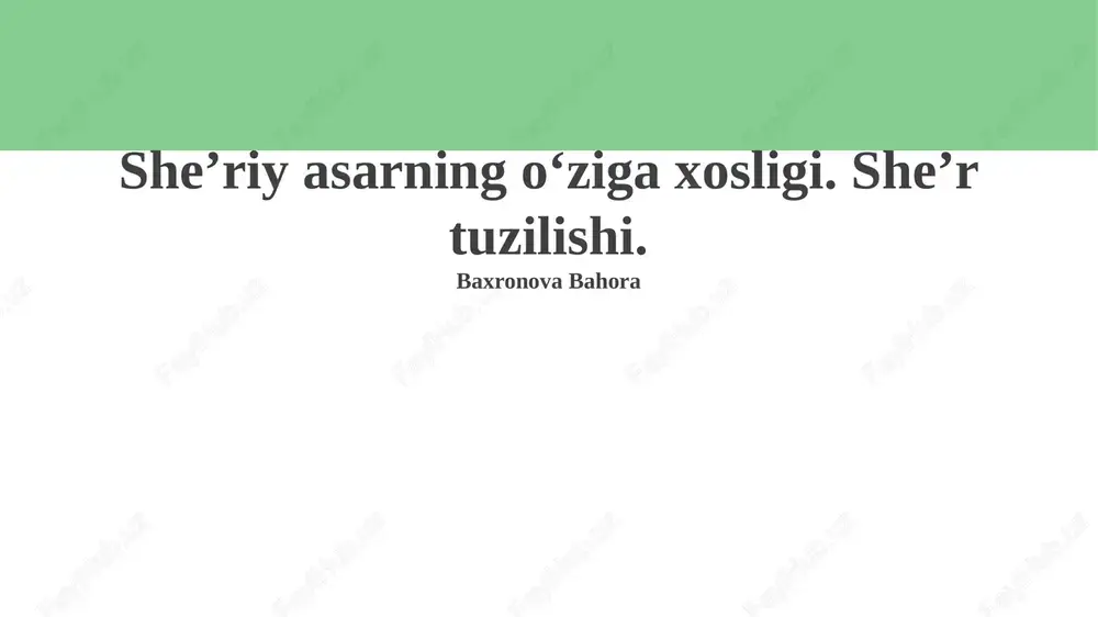 she'riy asar o'ziga xosligi — PPTX