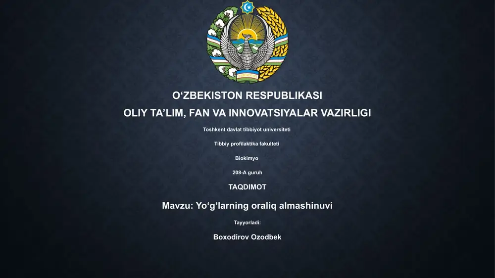 yoʻgʻlarning oraliq almashinuvi — PPTX