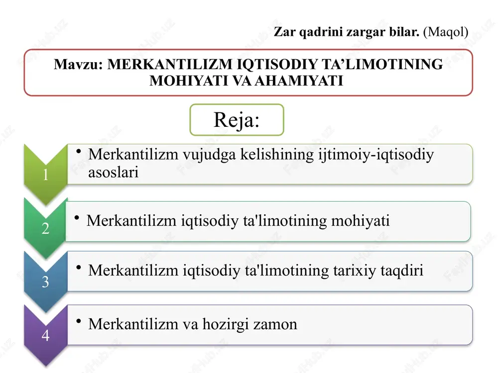 merkantilizm ta'limoti — PPTX