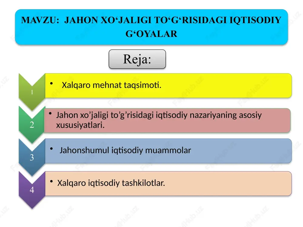 jahon xo’jaligi to’g’risidagi iqtisodiyg’oyalar — PPTX