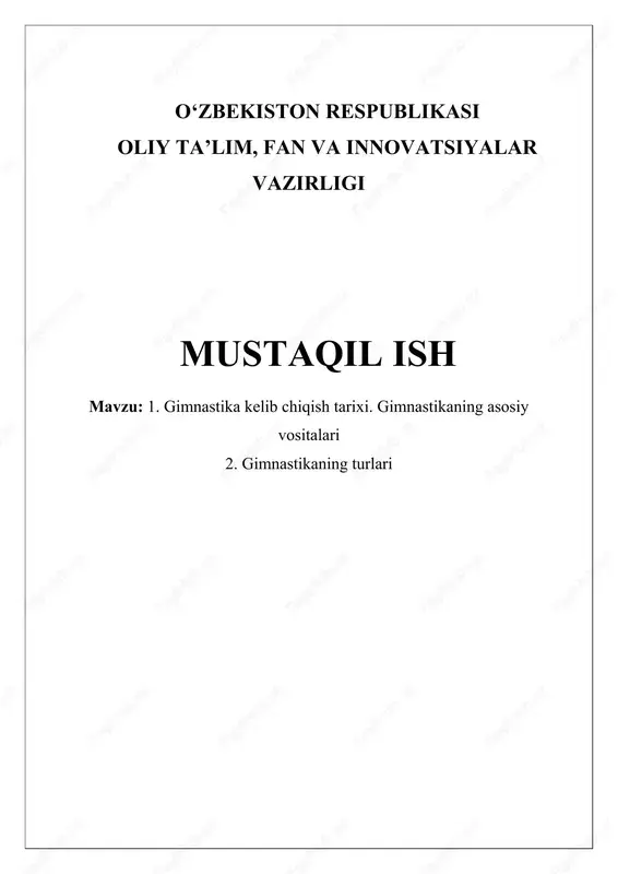 gimnastika tarixi va rivojlanishi — DOCX