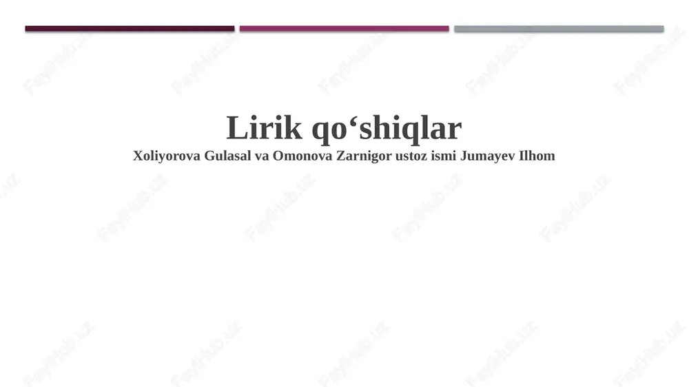 lirik qo'shiq matnlari — PPTX