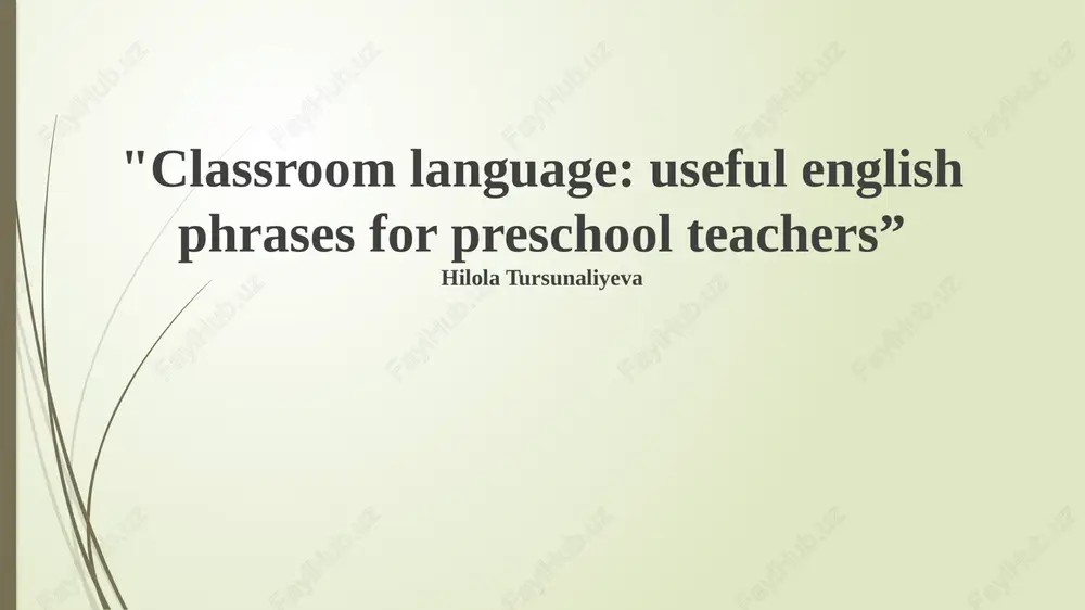 classroom language: useful english phrases for preschool teachers — PPTX