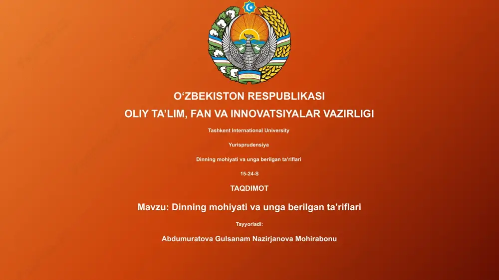 dinning mohiyati va unga berilgan taʼriflari — PPTX