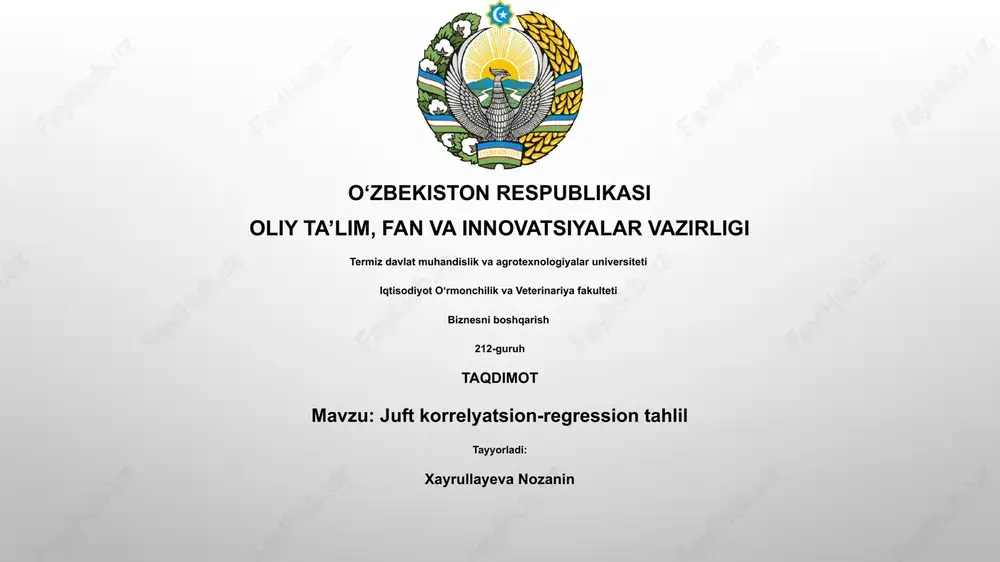juft korrelyatsion-regression tahlil — PPTX