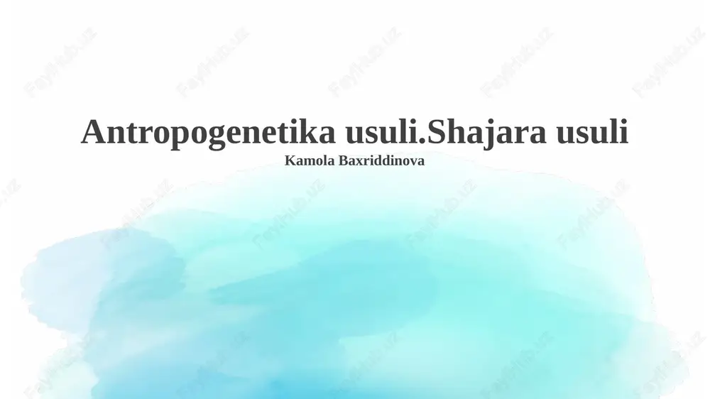 antropogenetika usuli — PPTX