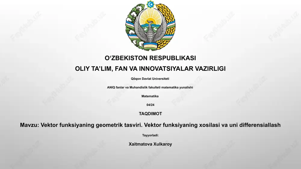 vektor funksiyaning geometrik tasviri — PPTX