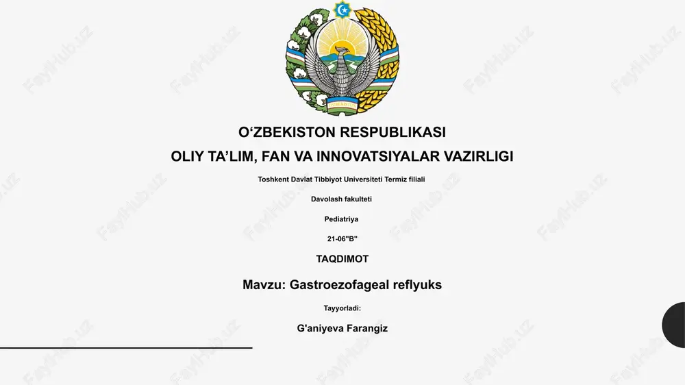 gastroezofageal reflyuks — PPTX