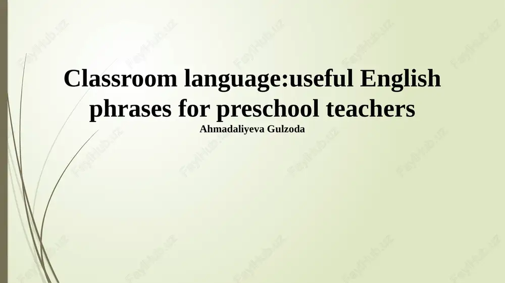 classroom language: useful english phrases for preschool teachers — PPTX