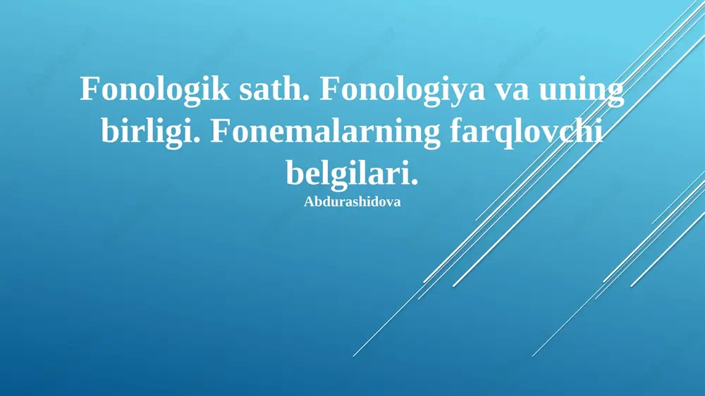 fonologik sath — PPTX