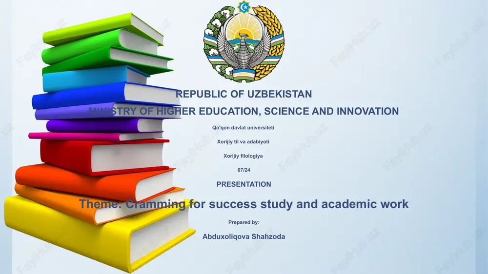 cramming for success study and academic work — PPTX