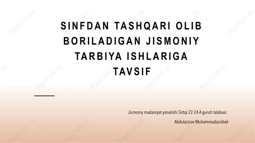 sinfdan tashqari jismoniy tarbiya ishlariga tavsiya — PPTX