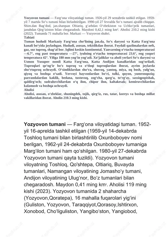 yozyovon tumani — DOCX