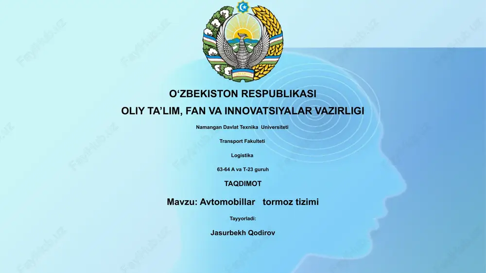 avtomobillar tormoz tizimi — PPTX