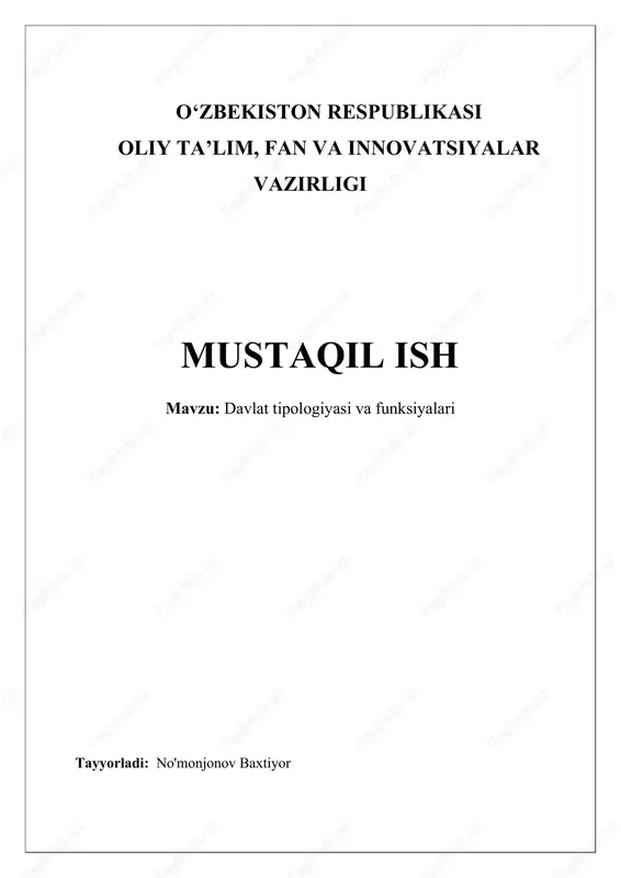 davlat tipologiyasi va funksiyalari — DOCX