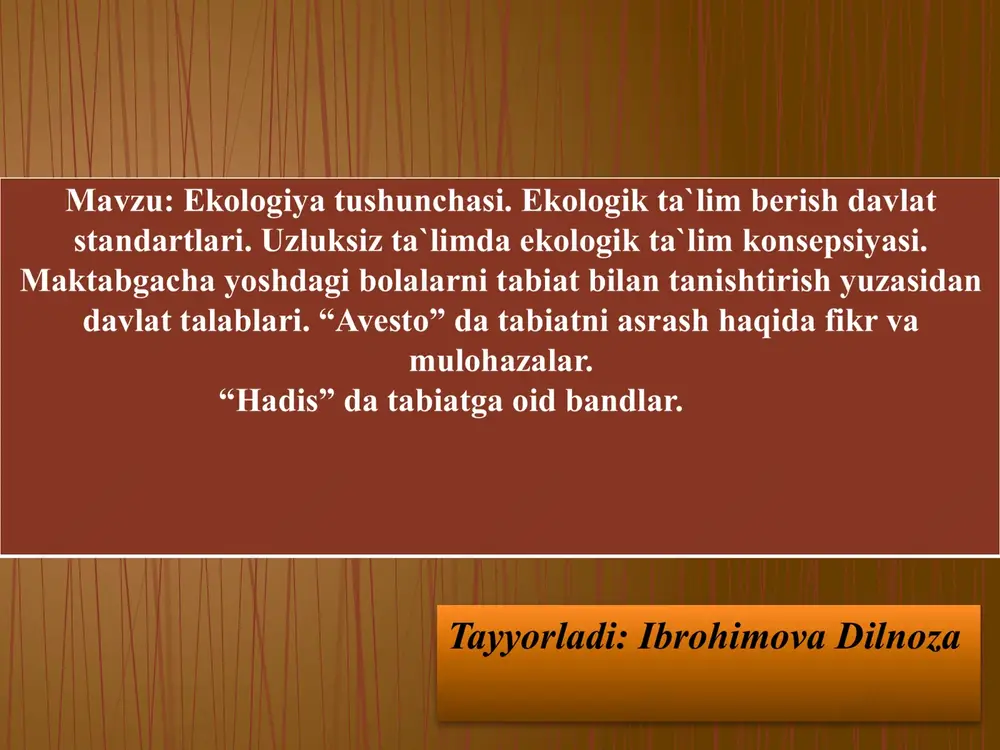 ekologiya tushunchasi — PPTX